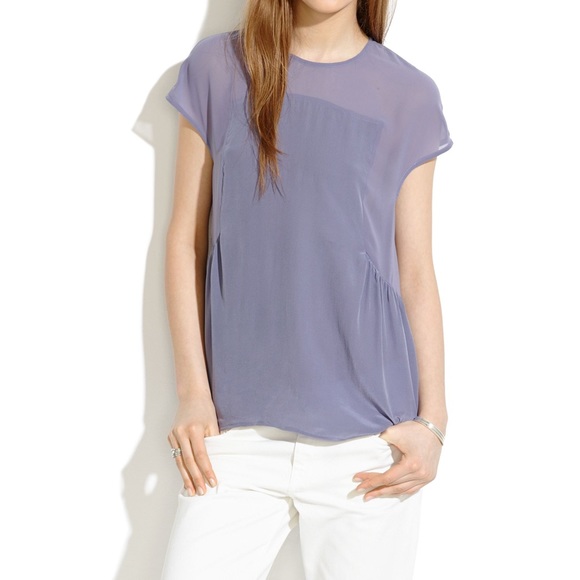 Madewell Tops - Madewell Silk Horizonline Blouse Blue Purple